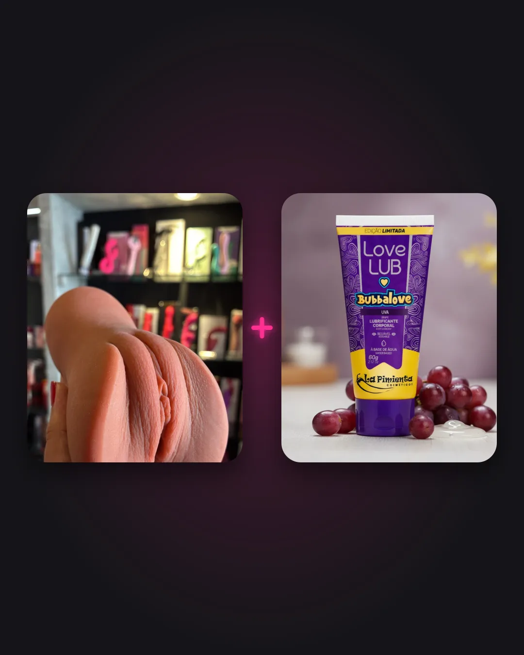 Kit Masturbador Realista + Love Lub Uva