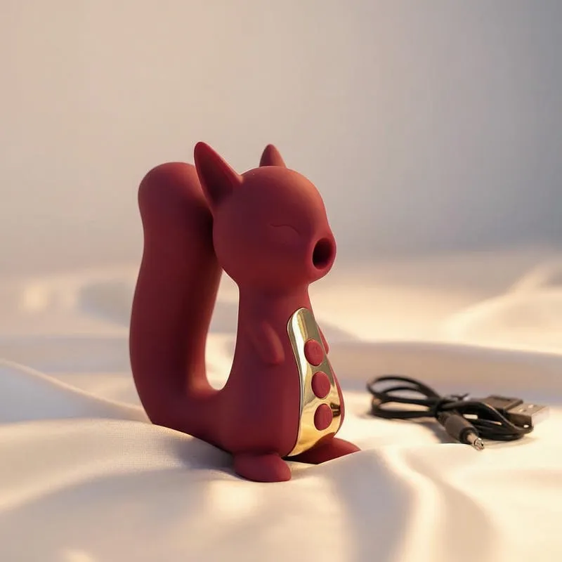 Vibrador em Formato de Esquilo com Estimulador de Clitóris e Aquecimento