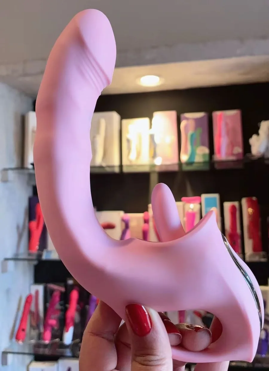 Vibrador de Ponto G e Clitóris com Língua Estimuladora e Vai e Vem - 21,5 cm Rosa